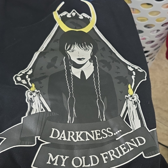 Wednesday Jackets & Blazers - Darkness My Old Friend Graphic Tee - Black with Yellow Accents